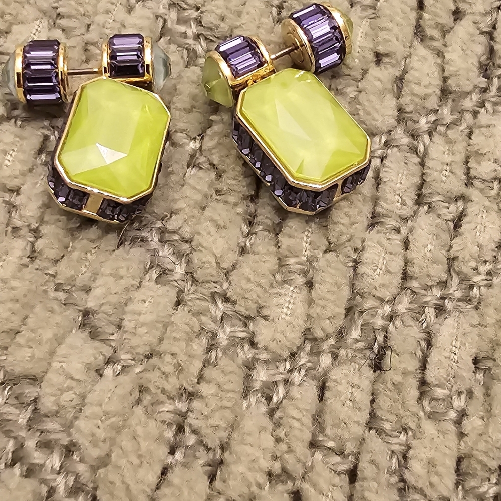 design.

Swarovski Orbita Reversible Drop Earrings - Green/ Purple/Blue - Picture 4 of 10